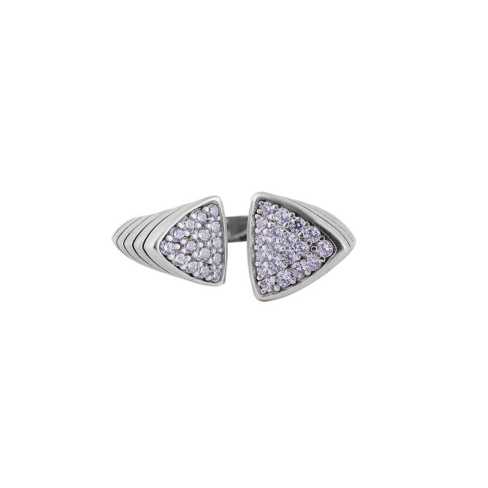 Open Triangle Pave Silver Ring for her