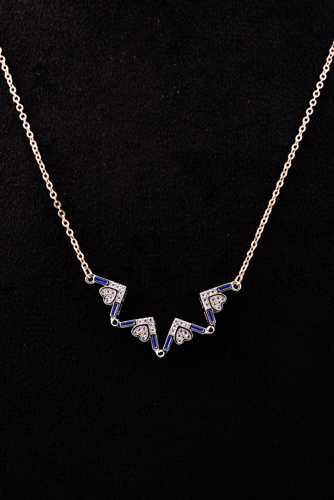 Elegant Heart and Sapphire Cross Pendant Necklace