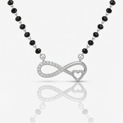 Flaneur 925 Silver Infinity Heart Mangalsutra with Zircon & Beads