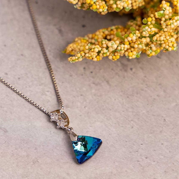 Triangular Blue Topaz Pendant Necklace