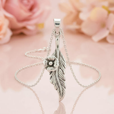 Flaneur Handcrafted Fine Silver Oxidized Long Stem Pendant for Women