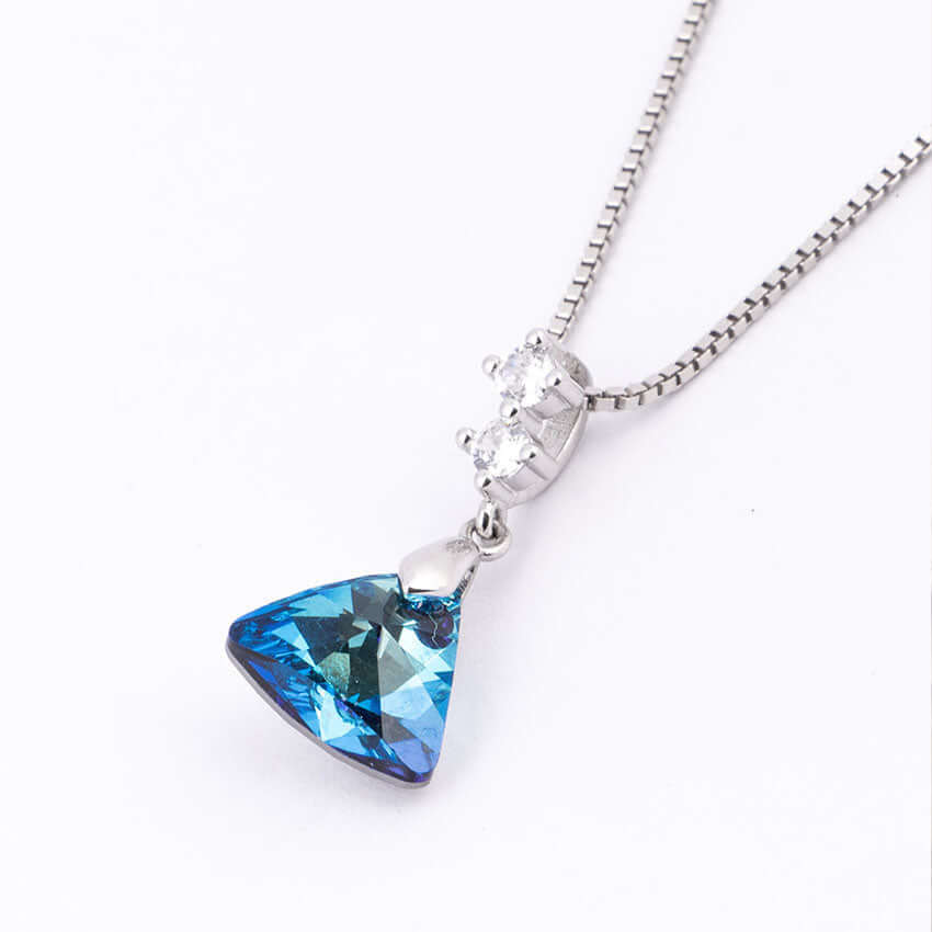 Triangular Blue Topaz Pendant Necklace