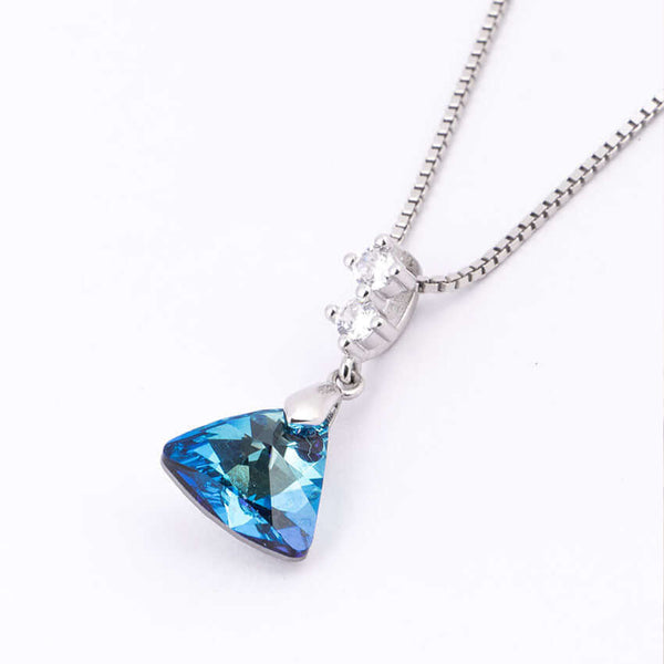 Triangular Blue Topaz Pendant Necklace