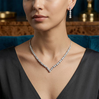 Flâneur CZ Silver Necklace Set | 92.5 Sterling Sparkle