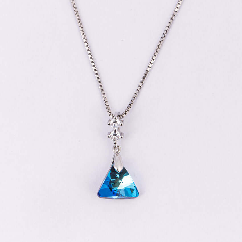 Triangular Blue Topaz Pendant Necklace