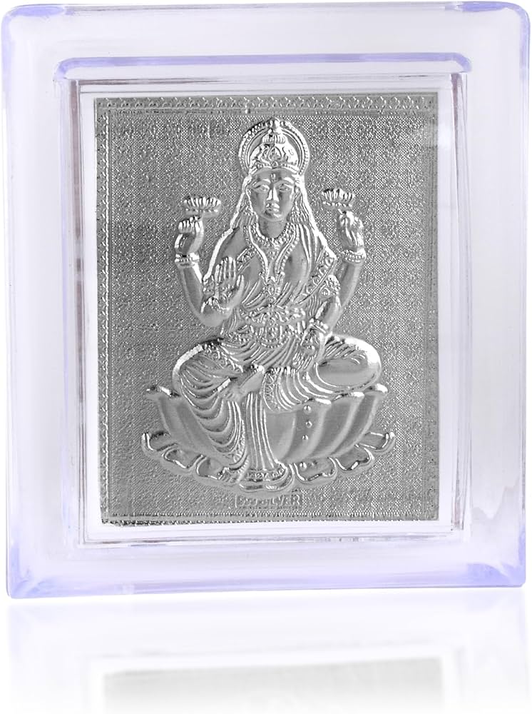 Silver Lakshmi Murti in Acrylic Case