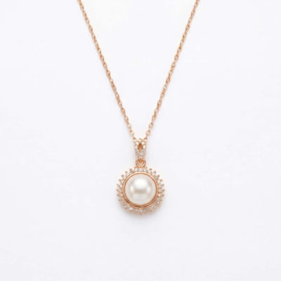 Elegant Faux Pearl & CZ Sterling Silver Pendant