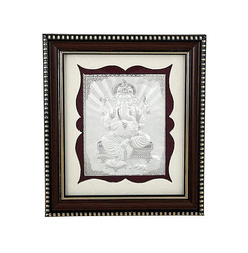 Divine Lord Ganesha 999 Silver Foil Frame