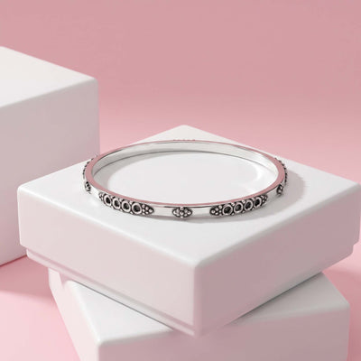 Oxidized Floral Engraved Silver kada