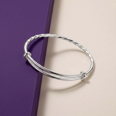 Twisted Rope Sterling Silver Adjustable Kada