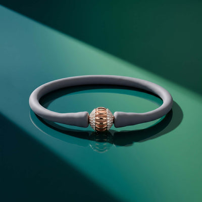 Rose Gold Ribbed Sphere Silicone Bracelet