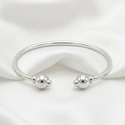 Minimalist Orb-End Silver Cuff