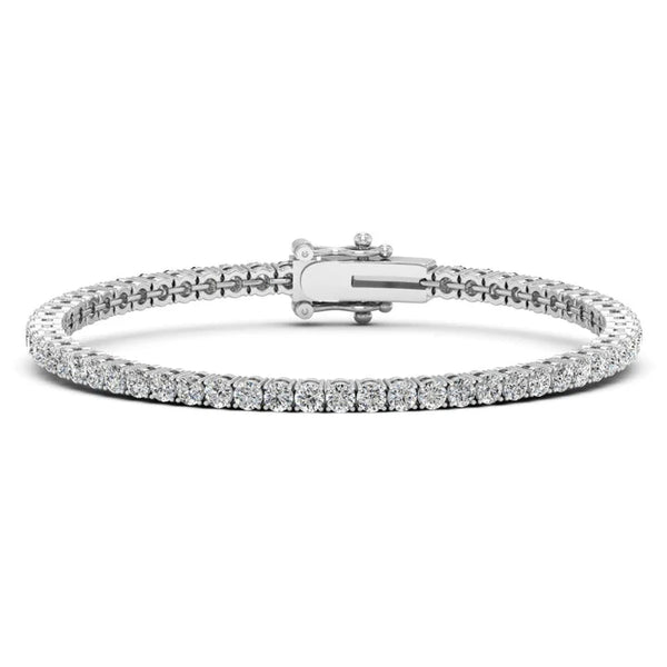 925 Round Cut Four-Prong Tennis Sterling Silver Bracelet