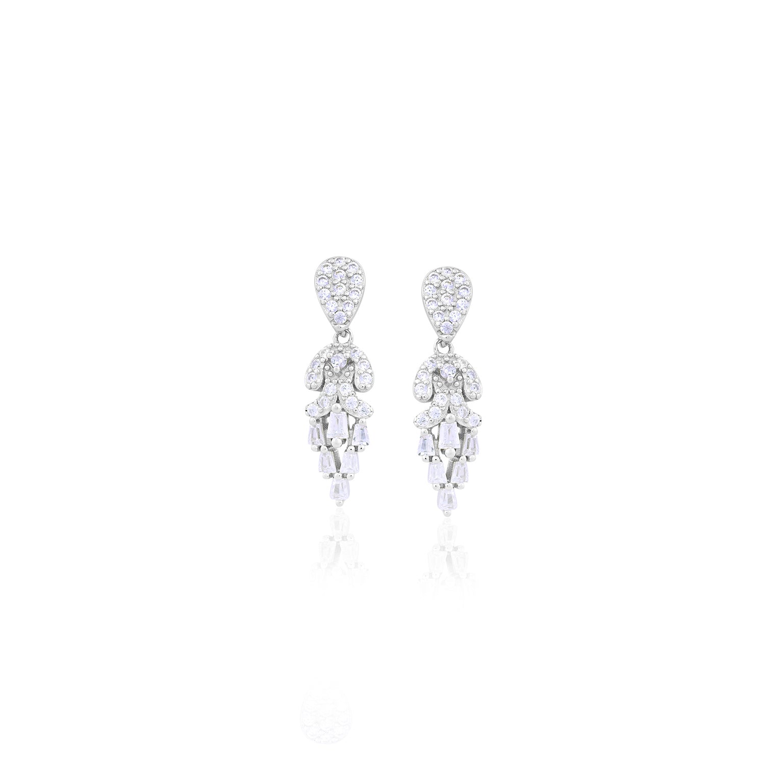 Silver Cascading Crystal Earrings