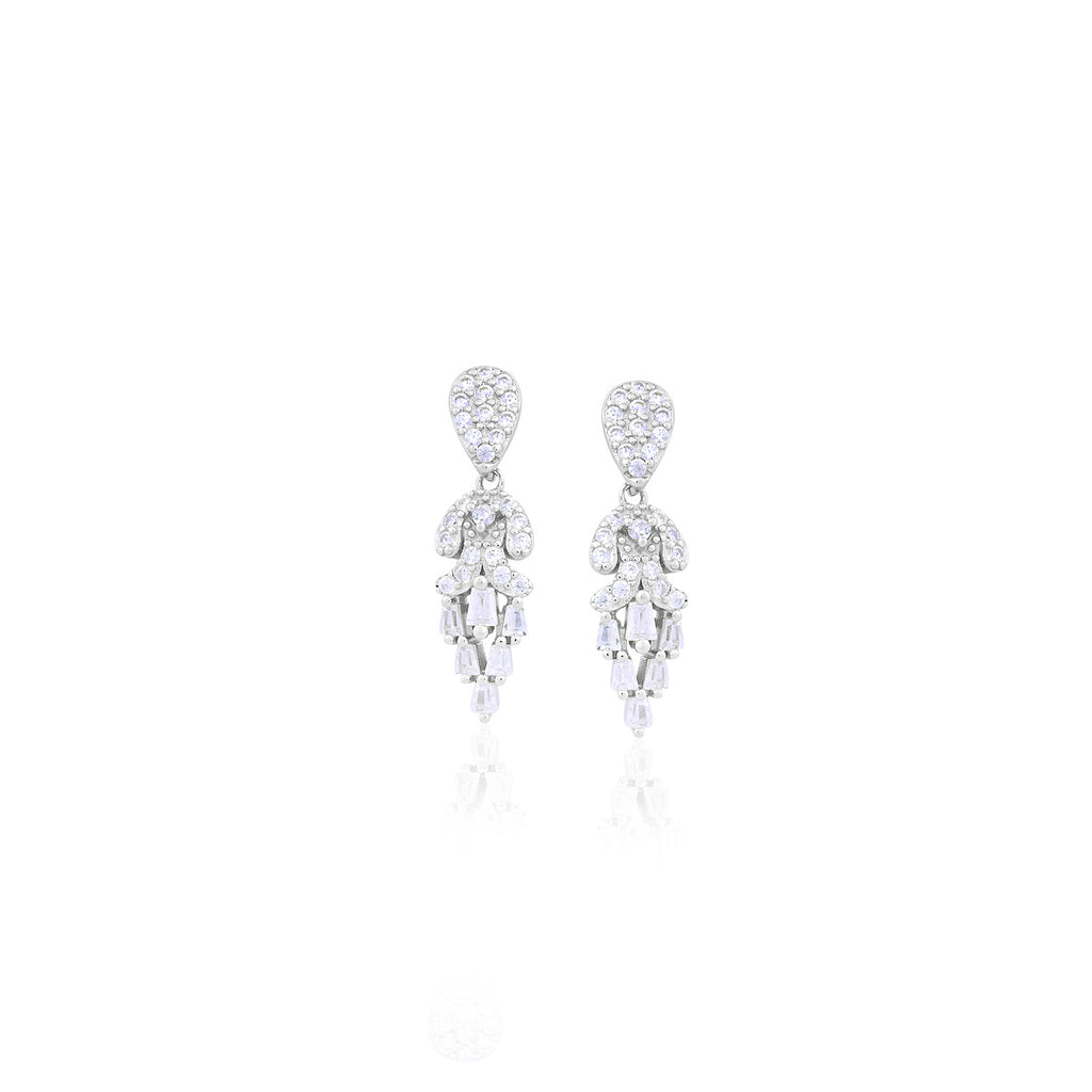 Silver Cascading Crystal Earrings