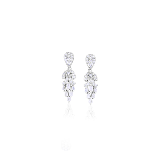 Silver Cascading Crystal Earrings