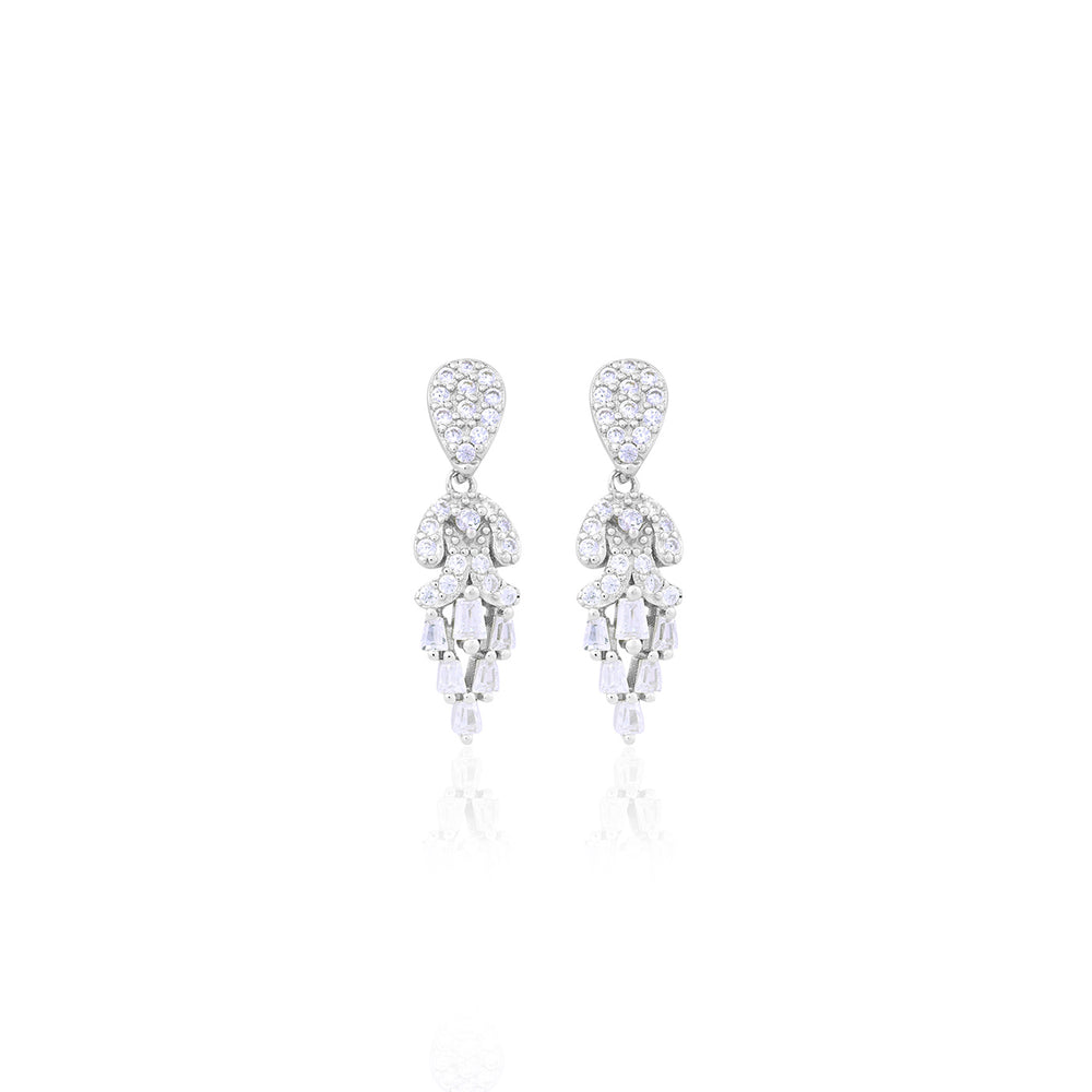 Silver Cascading Crystal Earrings