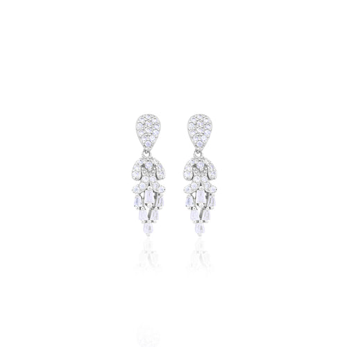 Silver Cascading Crystal Earrings