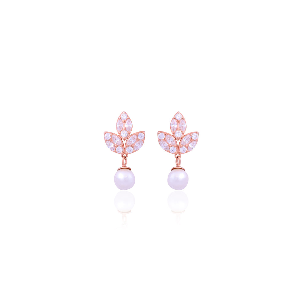 Silver Sparkling Petal Earrings