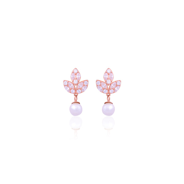 Silver Sparkling Petal Earrings