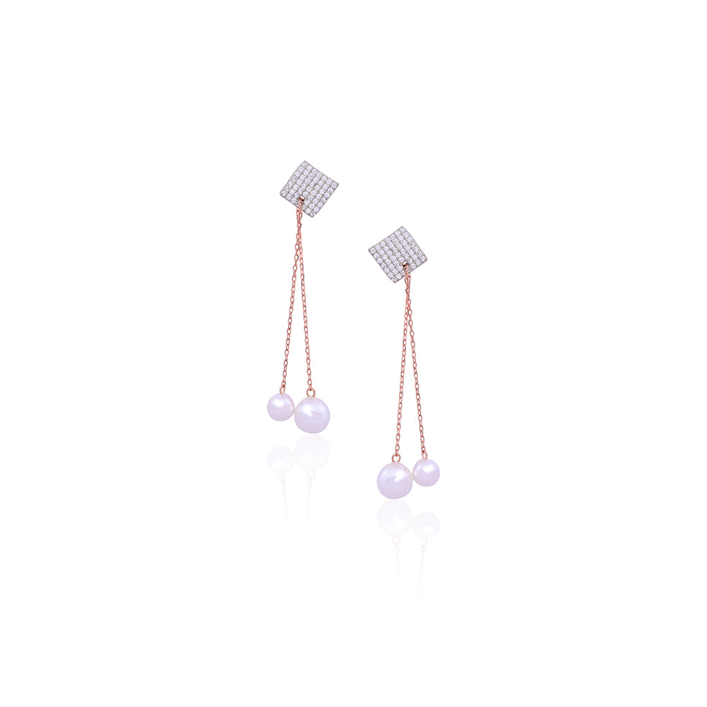 Silver Pearl Cascade Earrings