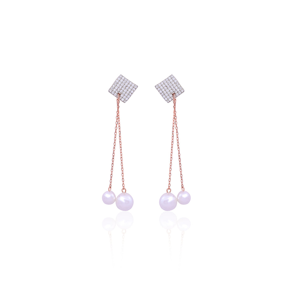 Silver Pearl Cascade Earrings Nav