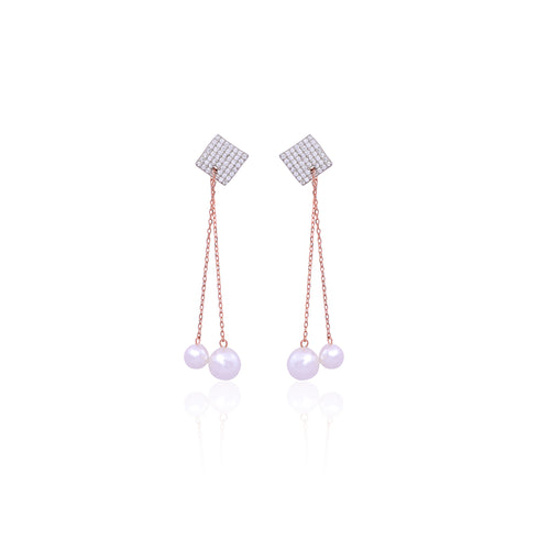 Silver Pearl Cascade Earrings Nav