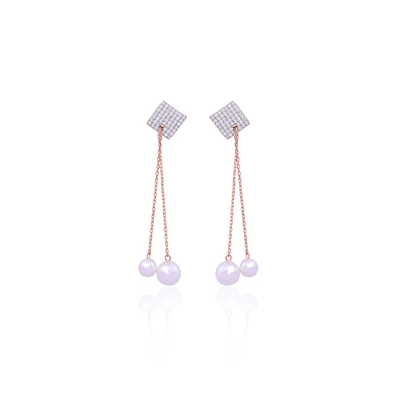 Silver Pearl Cascade Earrings