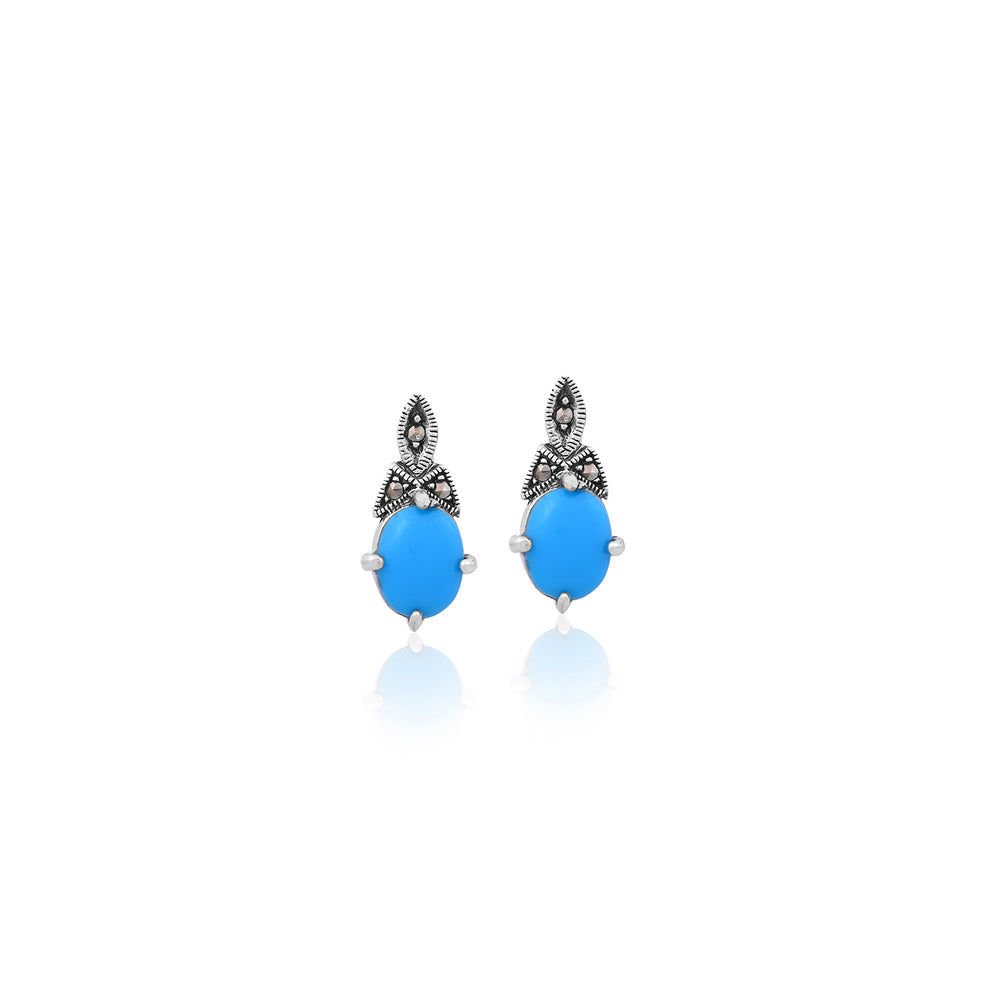 Silver Vintage Blue Stone Earrings for Her