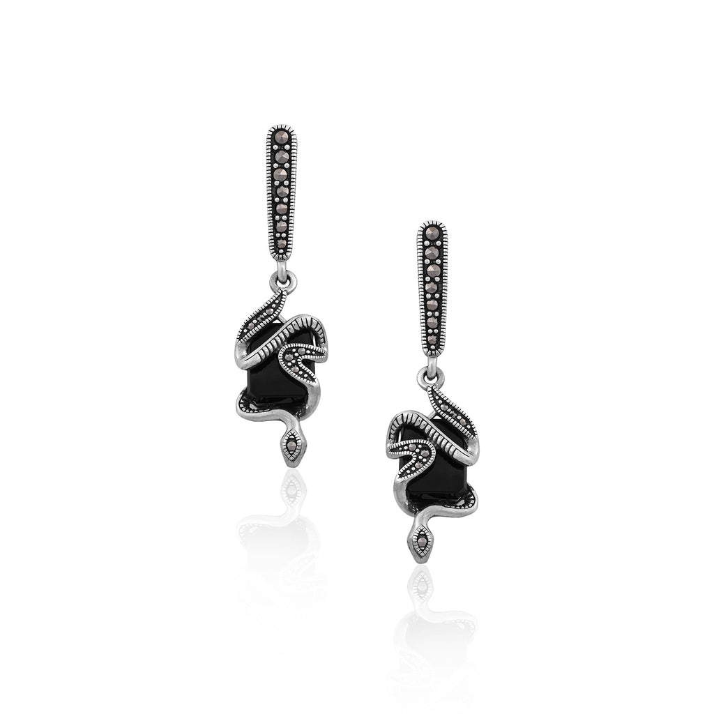 Silver Noir Serpent Drops for Her