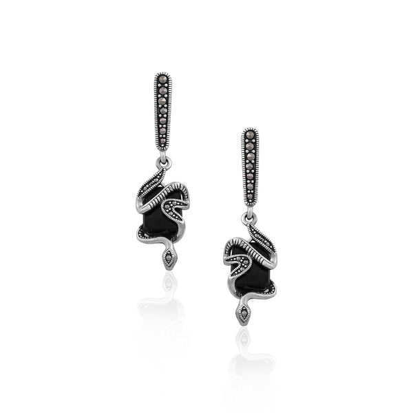 Silver Noir Serpent Drops for Her