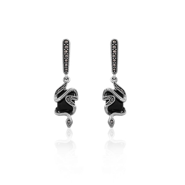 Silver Noir Serpent Drops for Her