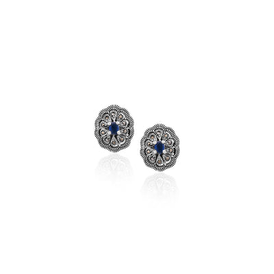 Silver Sapphire Bloom Earrings