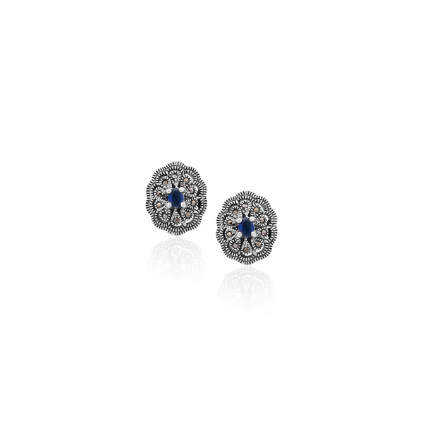 Silver Sapphire Bloom Earrings