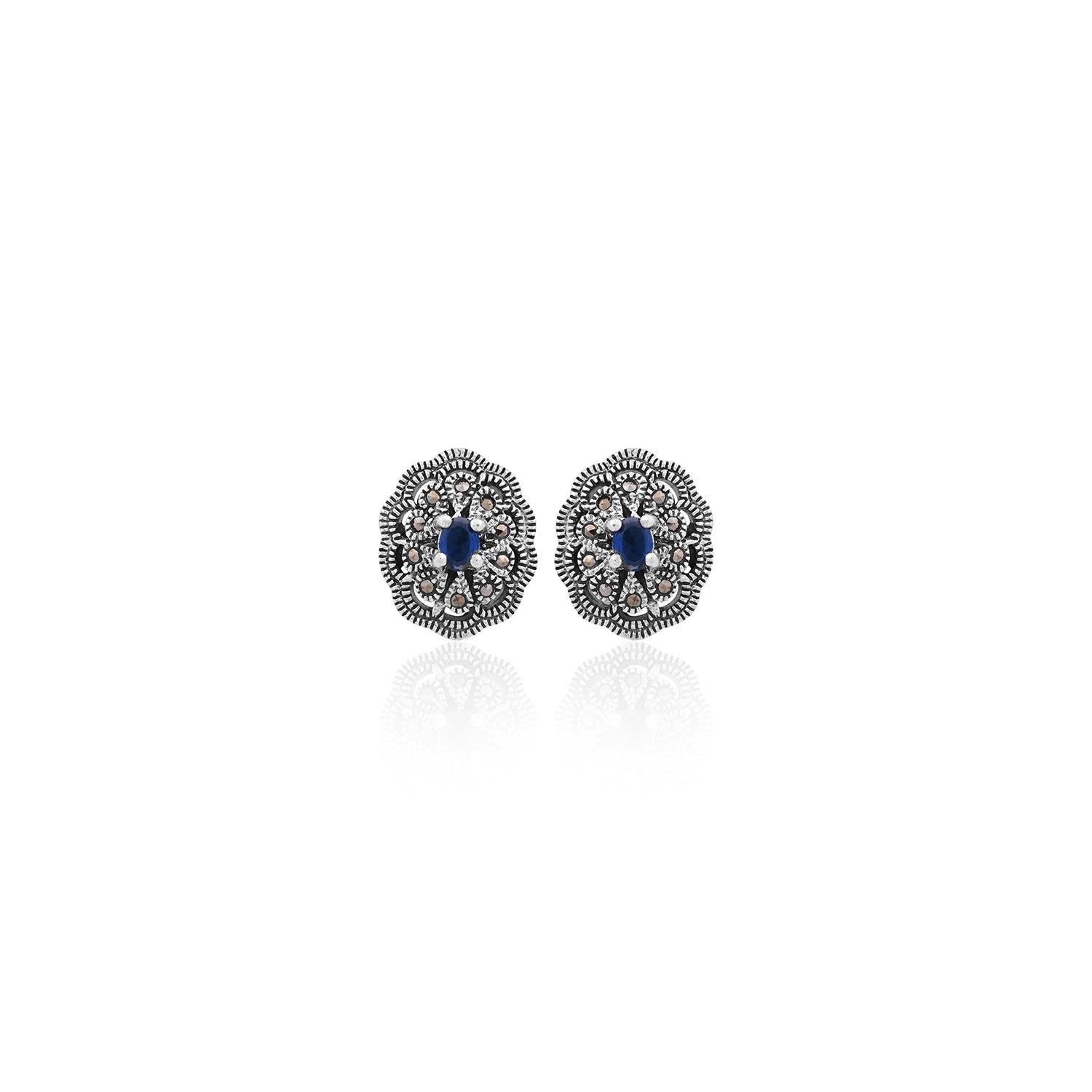 Silver Sapphire Bloom Earrings