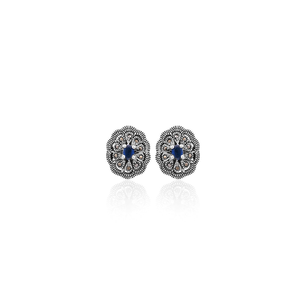 Silver Sapphire Bloom Earrings
