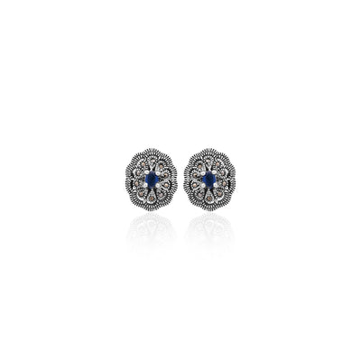 Silver Sapphire Bloom Earrings
