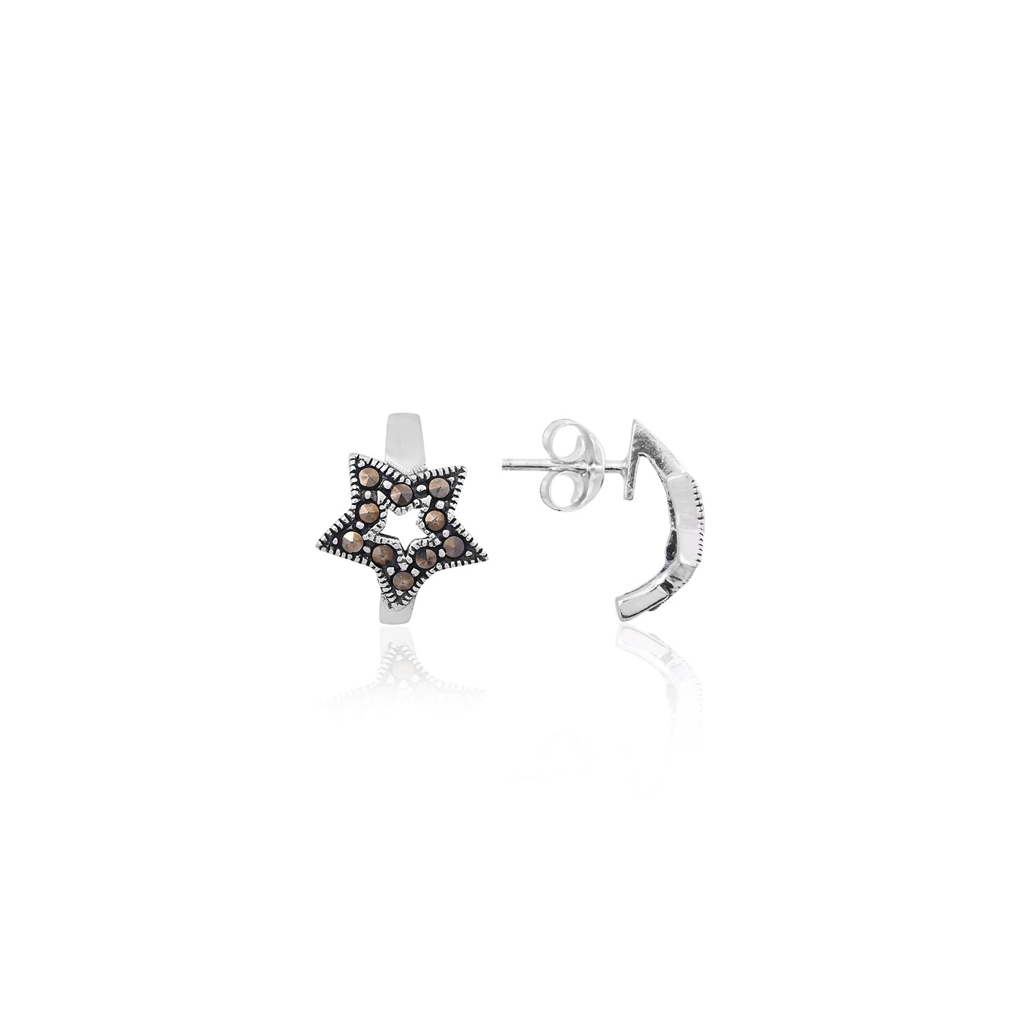 Silver Star-Shaped Stud Earrings
