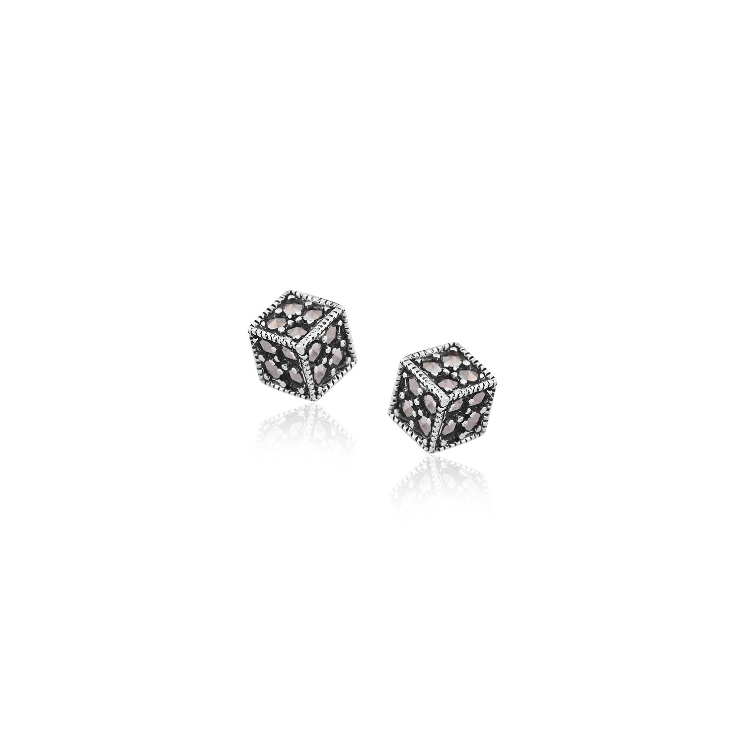 Silver Cube Studs for Her