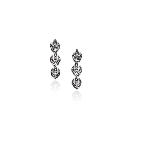 Silver Blossom Drop Earrings for Her