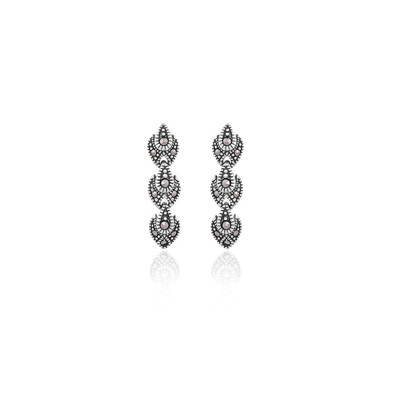 Silver Blossom Drop Earrings for Her
