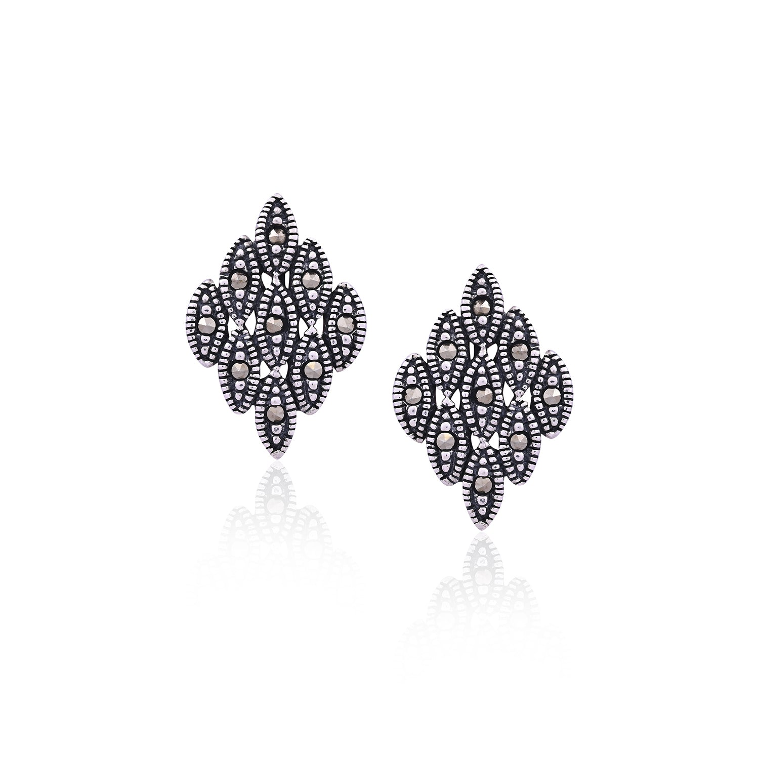 Silver Marquise Cluster Studs for Her