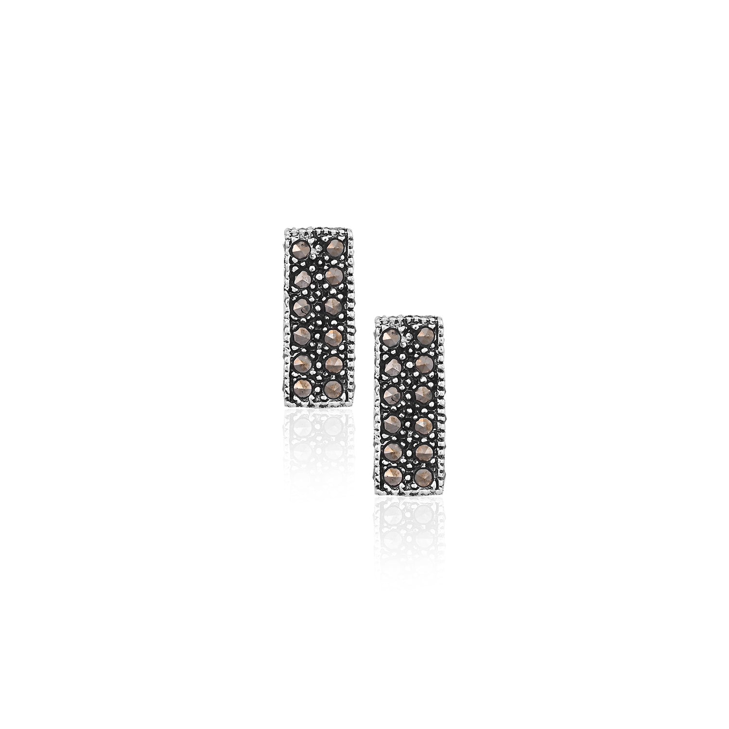 Modern Geometric Black Stone Studs