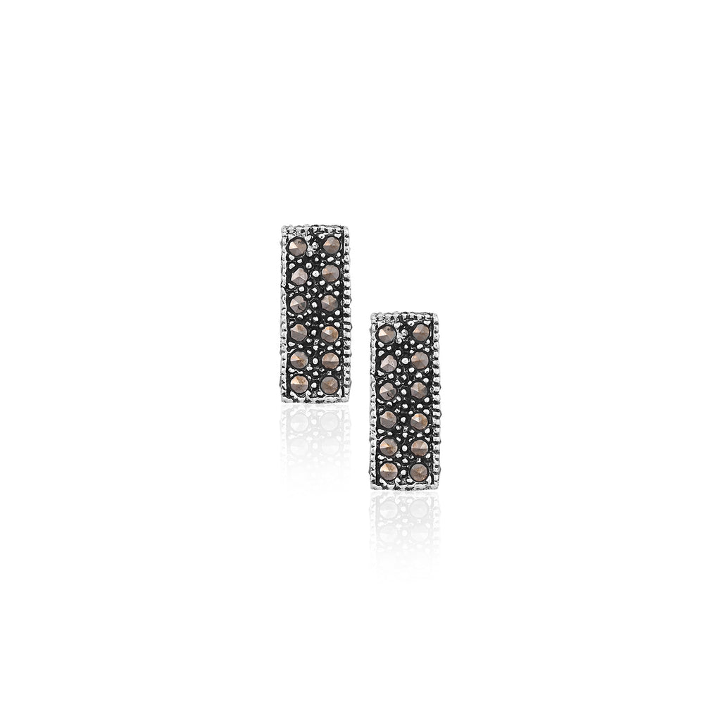 Modern Geometric Black Stone Studs