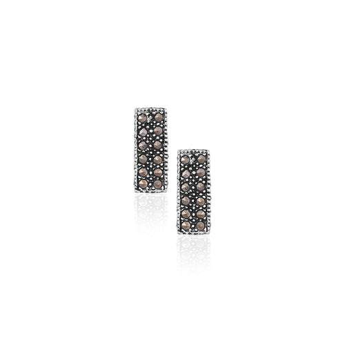 Modern Geometric Black Stone Studs