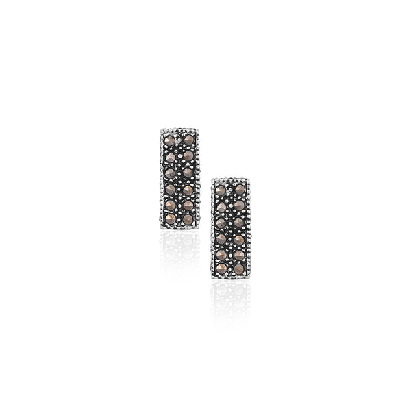 Modern Geometric Black Stone Studs