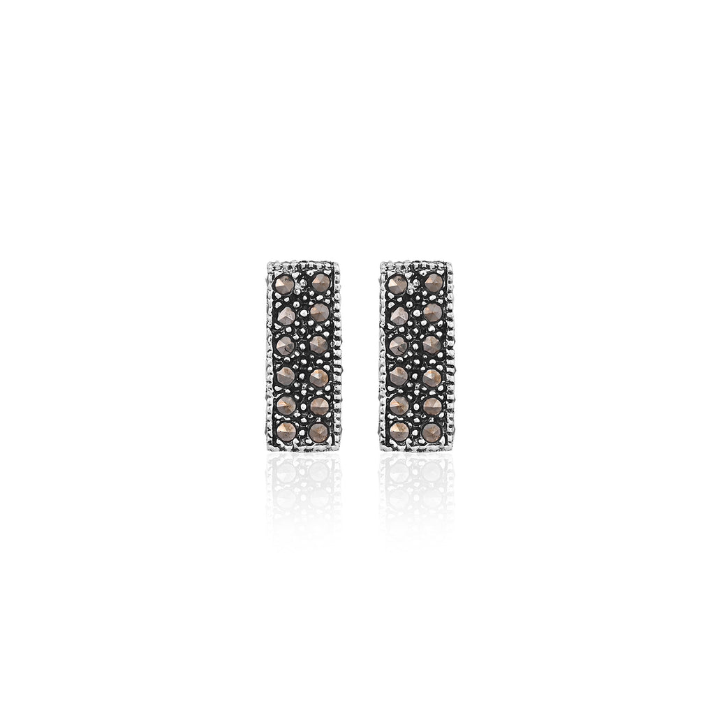 Modern Geometric Black Stone Studs