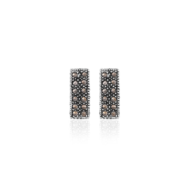 Modern Geometric Black Stone Studs