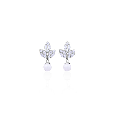 Elegant Leaf & Pearl Drop Earrings