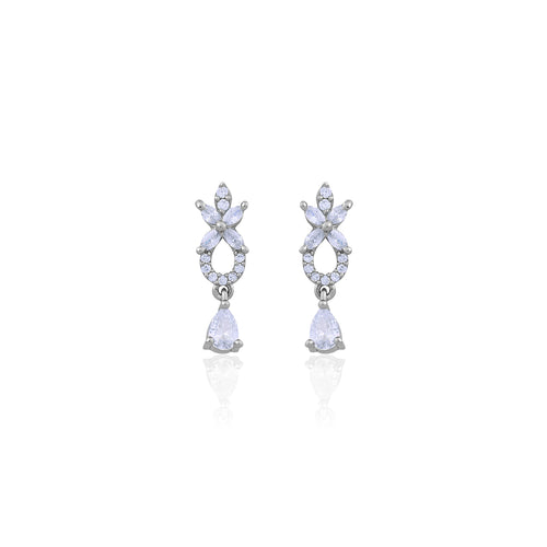 Silver Blossom Drop Earrings for Her